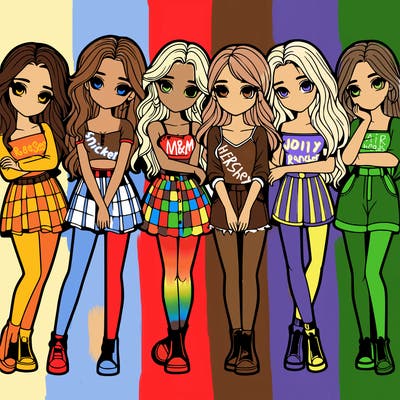 a group of girls realistic