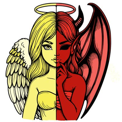 realistic angel half demon