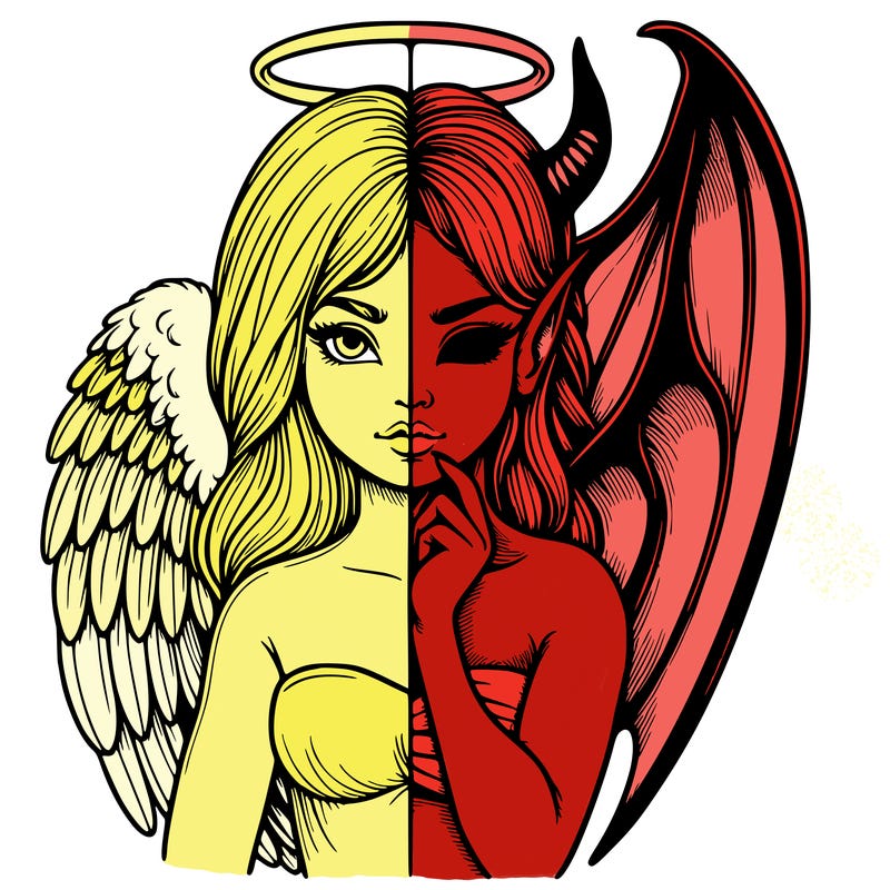 realistic angel half demon