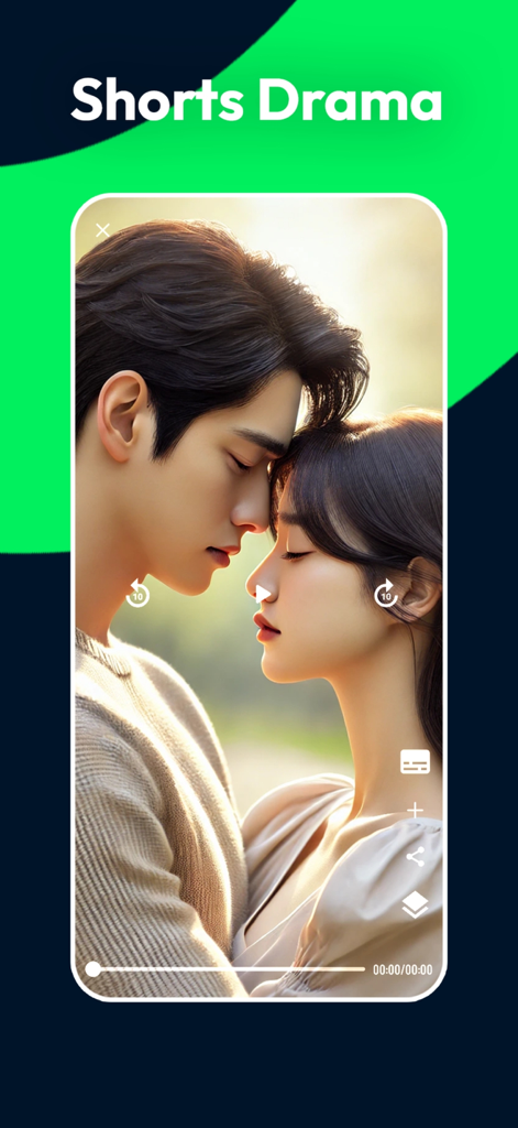 clickia - Clickia app interface showing a romantic short drama scene with a young couple