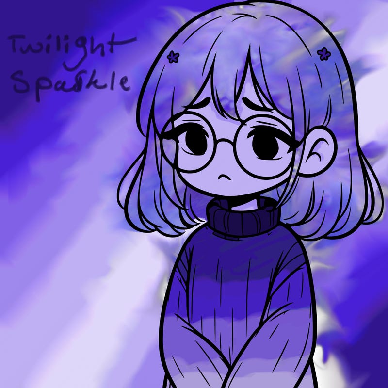 sad girl with glasses in a sweater