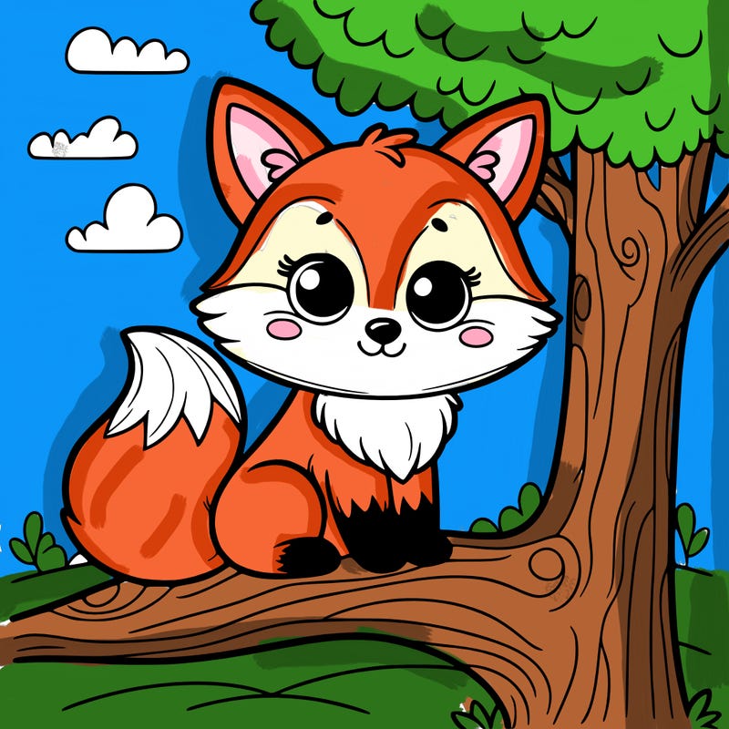 cute fox sitting in tree