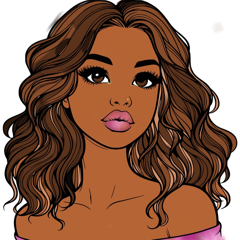 realistic girl with wavy hair and lips