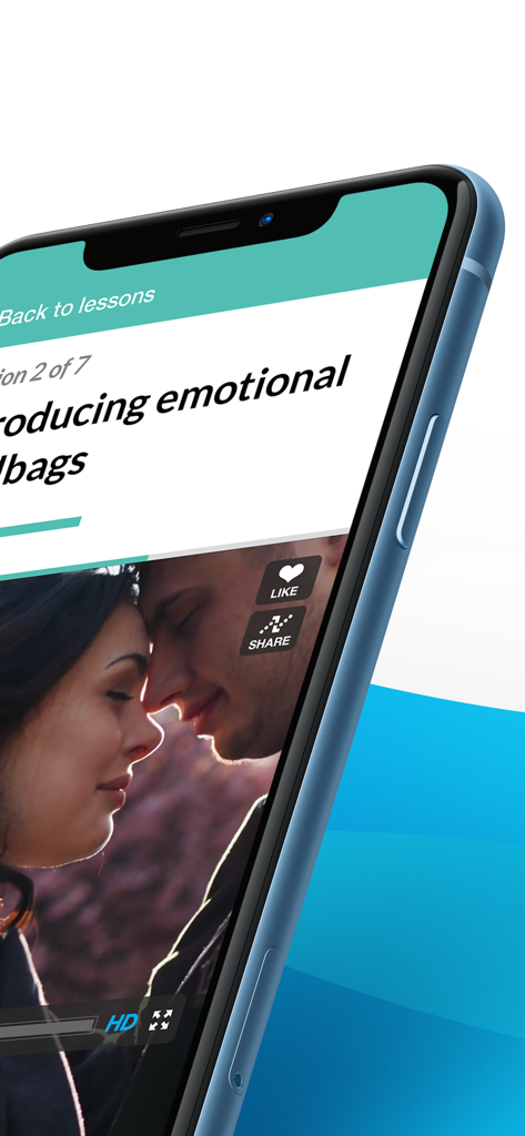 In Love while Parenting - Pantalla de teléfono inteligente que muestra una lección de crianza en video titulada Introducción a las bolsas emocionales