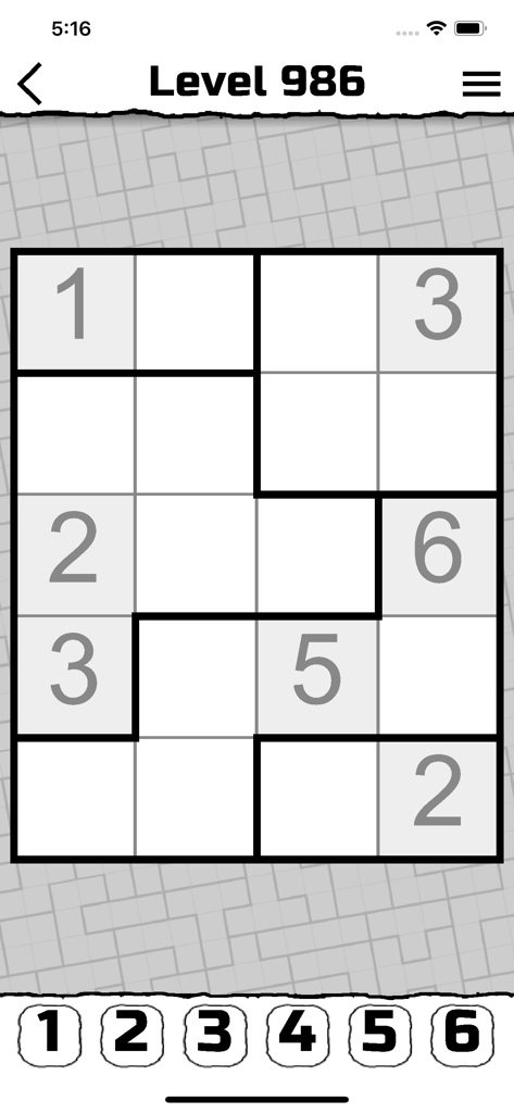 Suguru - Suguru logic puzzle grid at level 986 showing numbers and input selection bar