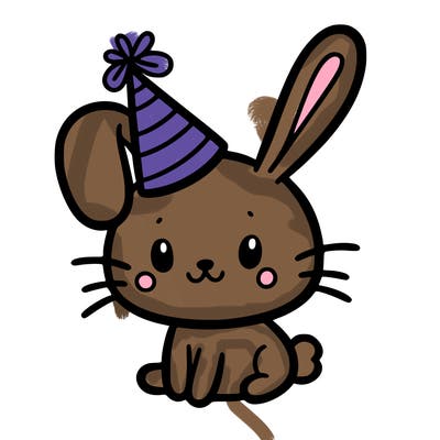 bunny with a party hat on