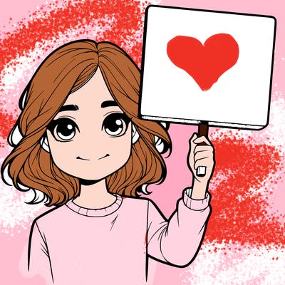 realistic girl holding up a sign