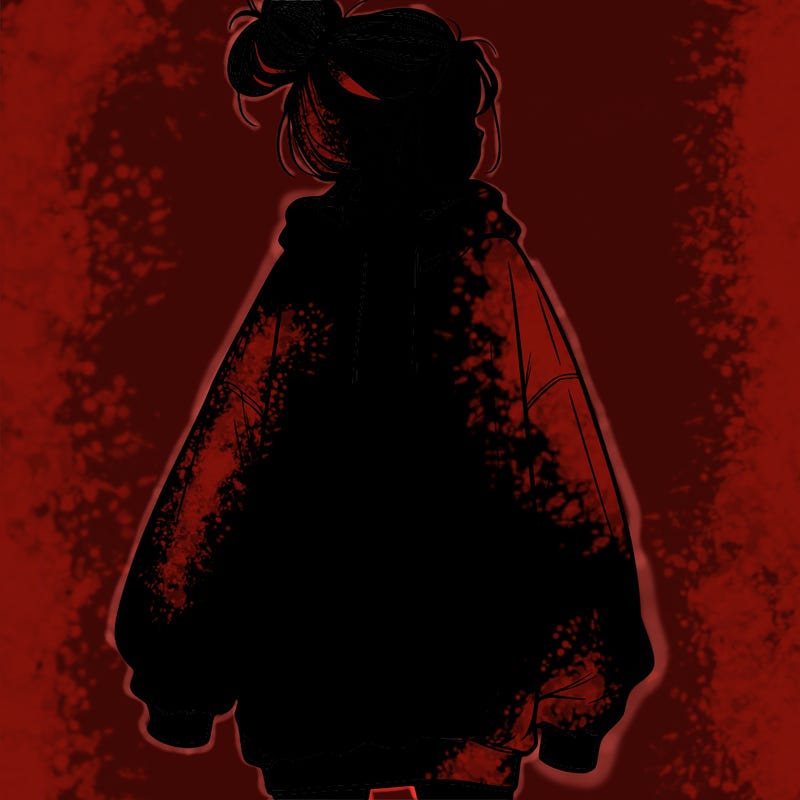 realistic girl with a oversized sweatshirt on and a bun