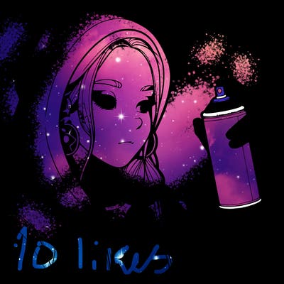 a realistic girl, spray painting