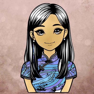 realistic asian girl wearing qipao
