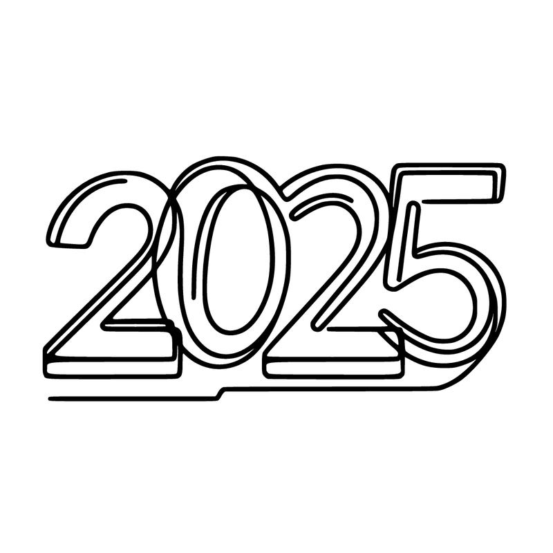 one line numbers sketch design “2025”