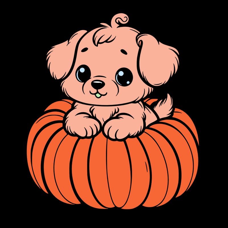 cute little puppy in a pumpkin