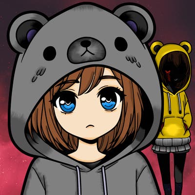 girl with bear hoodie