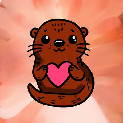 otter with a heart