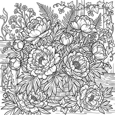 Unwind with this delightful cottagecore coloring page featuring elegant Itoh peonies nestled in a rustic setting. Perfect for those who love intricate floral designs and a touch of cozy charm.