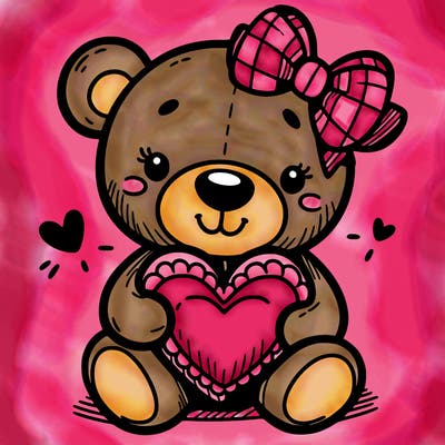 teddy bear hugging a heart