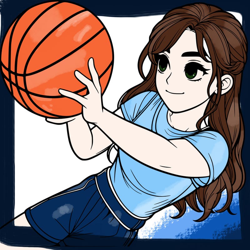 realistic girl playing basketball