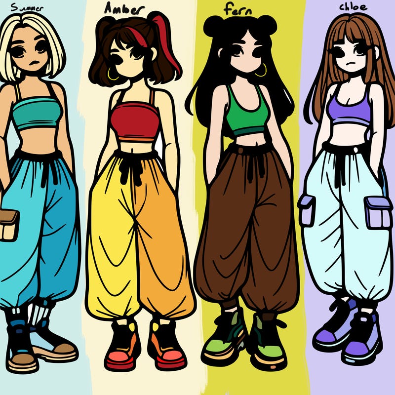 girls with crop top with baggy pants