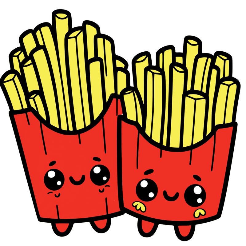 french fries with cute faces