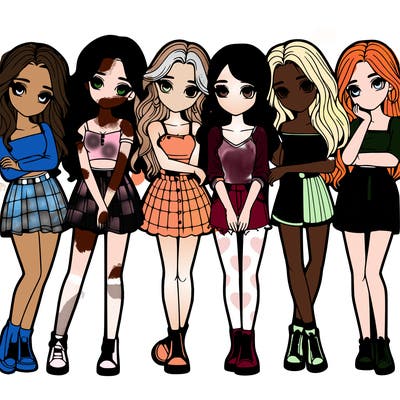 a group of girls realistic