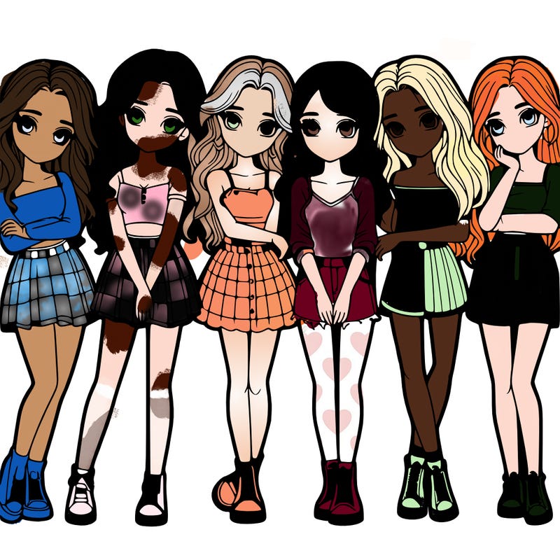 a group of girls realistic