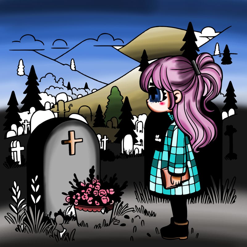 girl at the grave