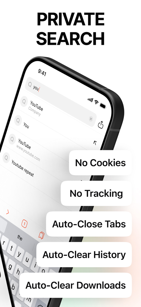 Guard Browser: Private & Safe - Smartphone displaying Guard Browser private search with no tracking and auto clear history features