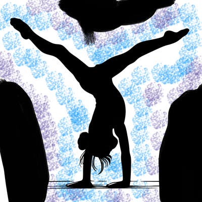 realistic gymnastic hand stand girl in four splits