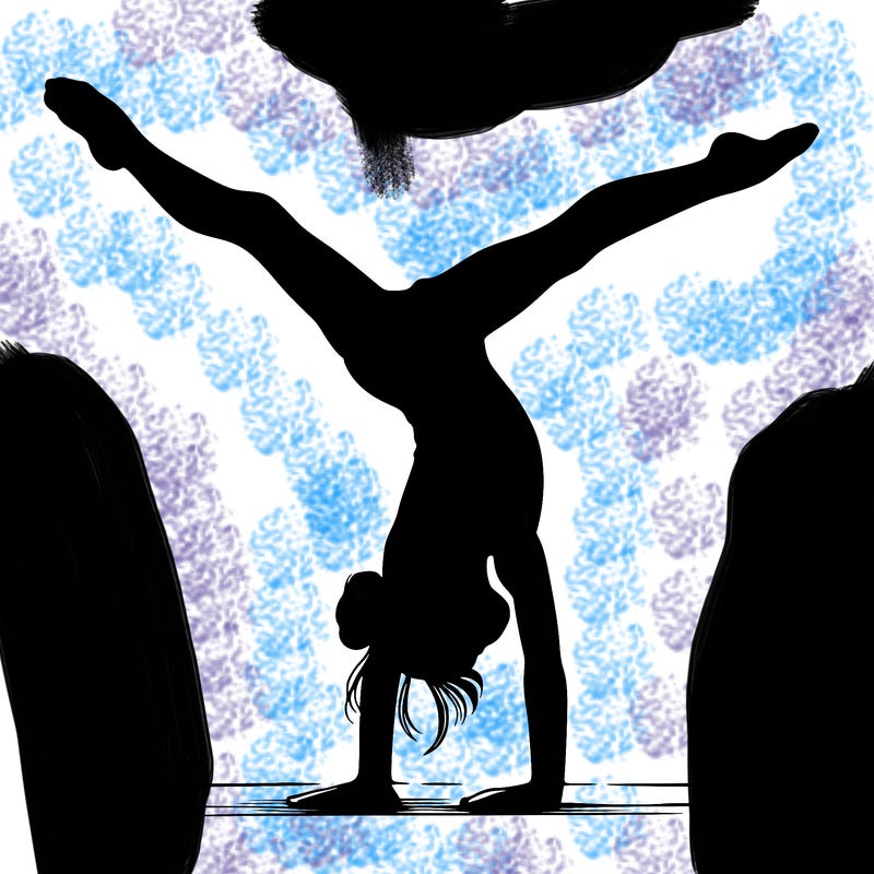 realistic gymnastic hand stand girl in four splits
