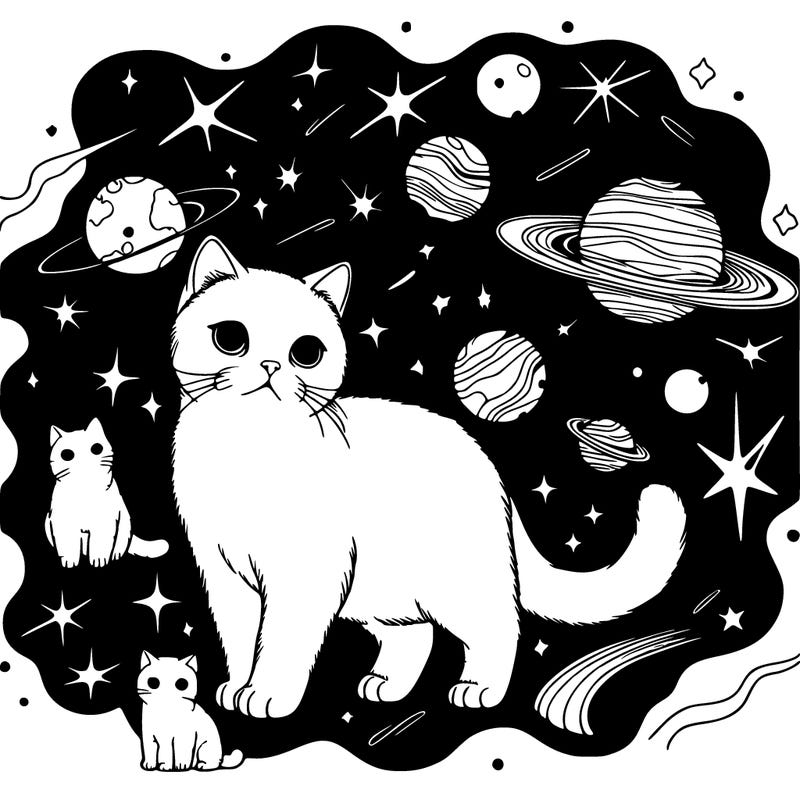 a galaxy with realistic cats