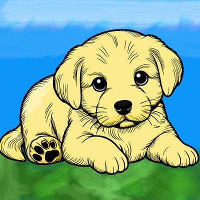 a cute realistic puppy