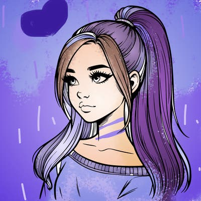 realistic girl with a high ponytail