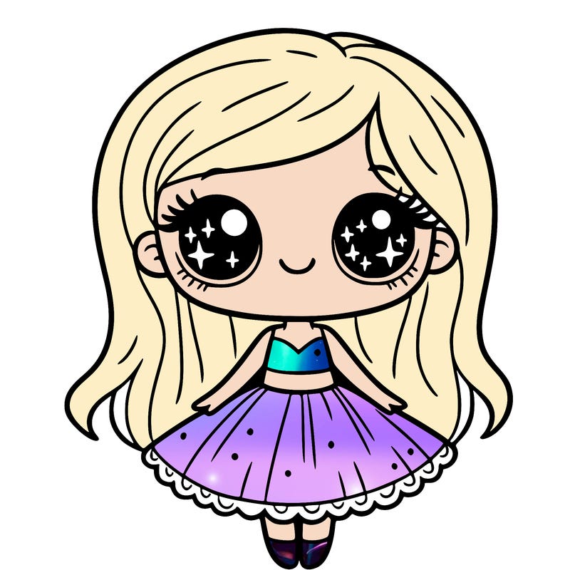 a girl in a dress with sparkly eyes