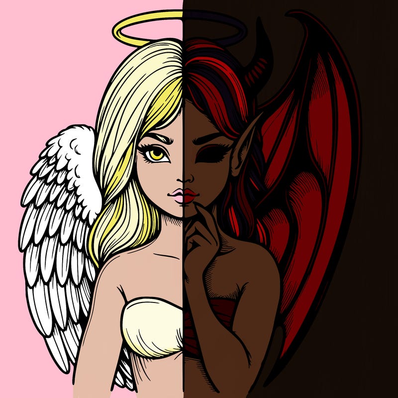 realistic angel half demon