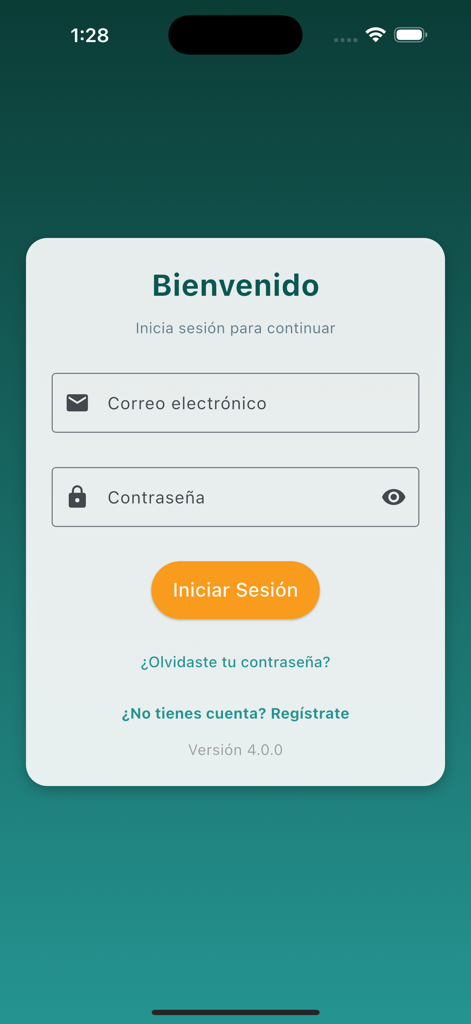 Pantalla de inicio de sesión de la aplicación móvil Previvale con campos para ingresar correo electrónico y contraseña en español.