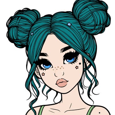 realistic girl with space buns