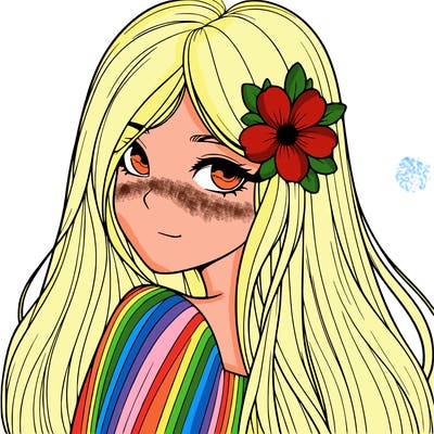 realistic girl with a flower in her long hair
