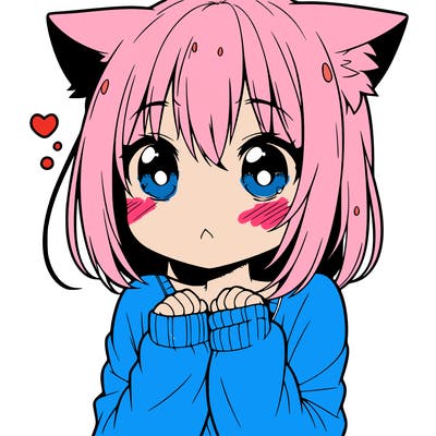 shy anime catgirl