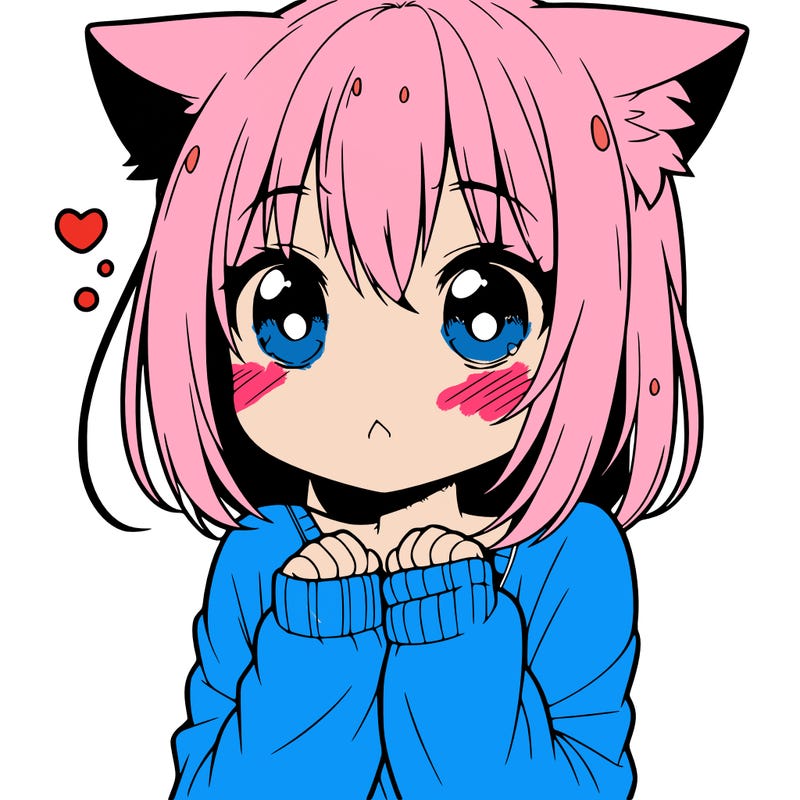 shy anime catgirl
