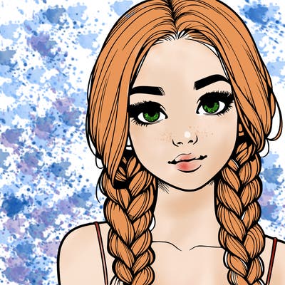 realistic girl with braids