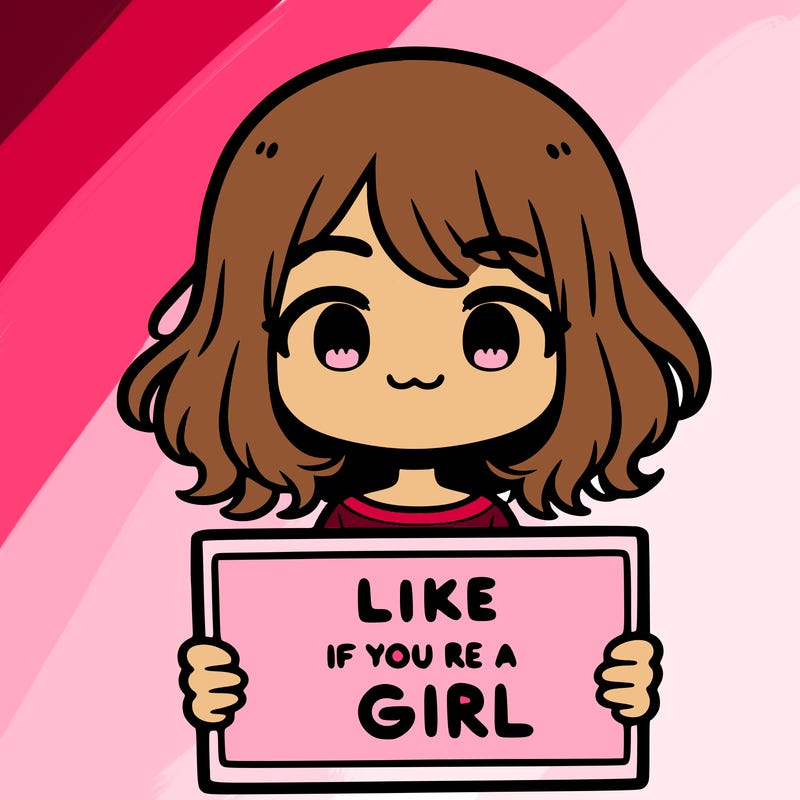 a cute girl holding a sign that says like if you’re a girl
