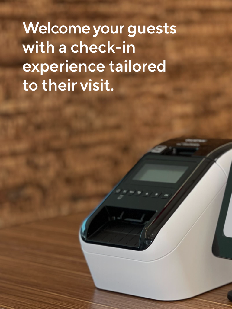 A professional badge printer for visitor management in a corporate office lobby