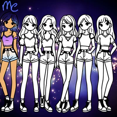 a group of girls wearing crop tops and shorts