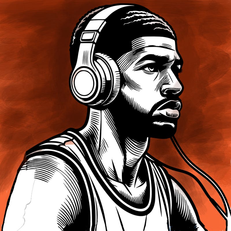 realistic basketball player with beats on