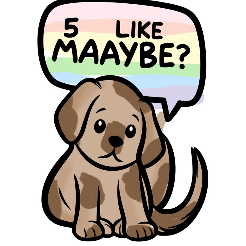 a puppy that says 5 like maybe