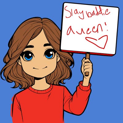 realistic girl holding up a sign