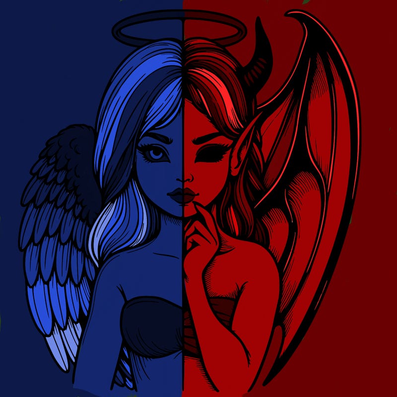 realistic angel half demon