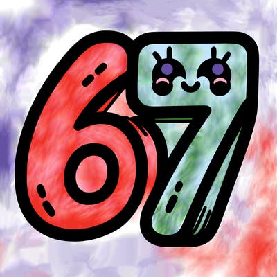 the numbers 67