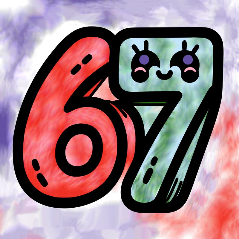 the numbers 67