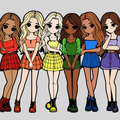 a group of girls realistic